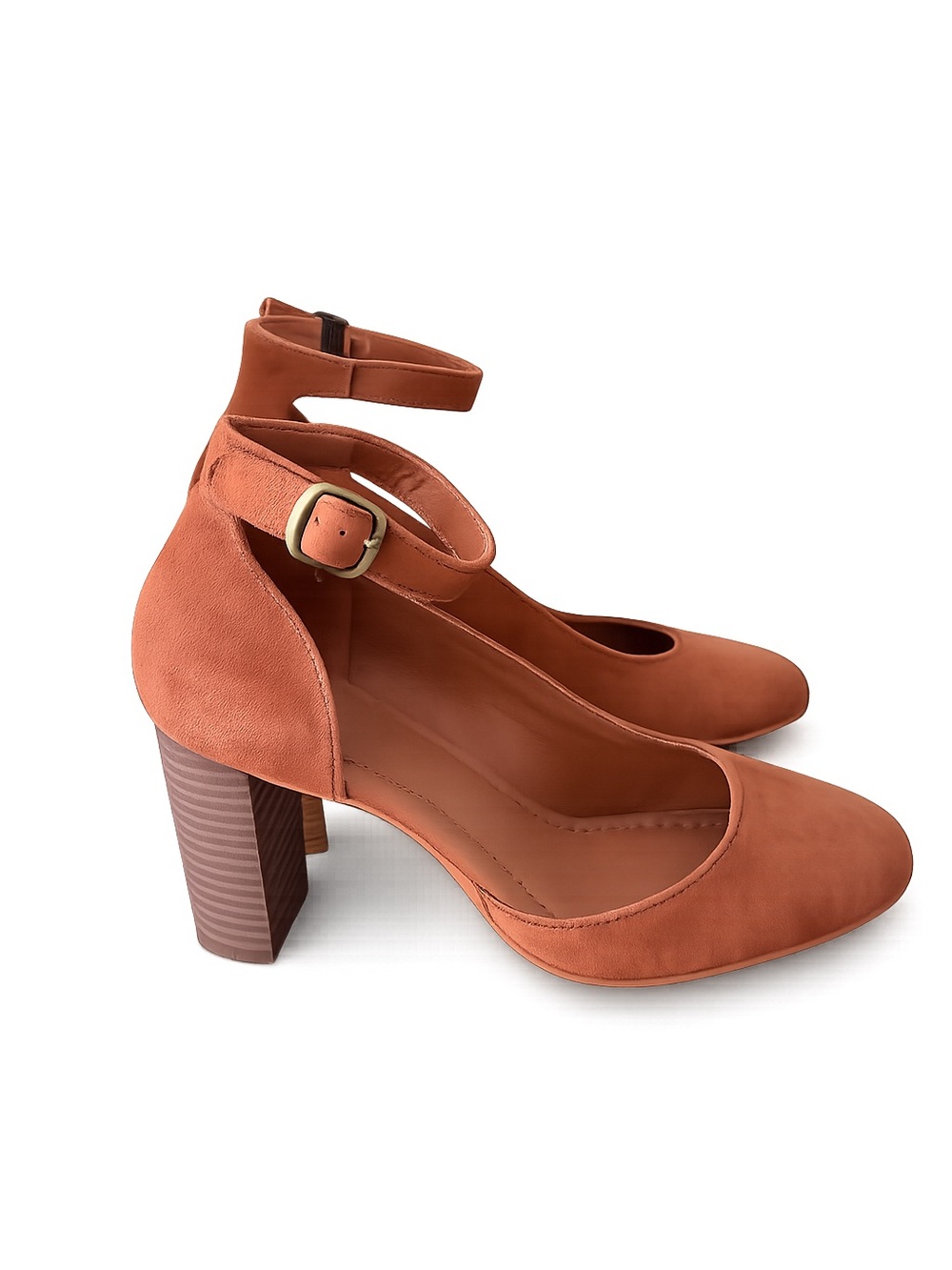 Lucky Brand Rust Suede Ankle Strap Block Heel Pumps Size 8M NWOB